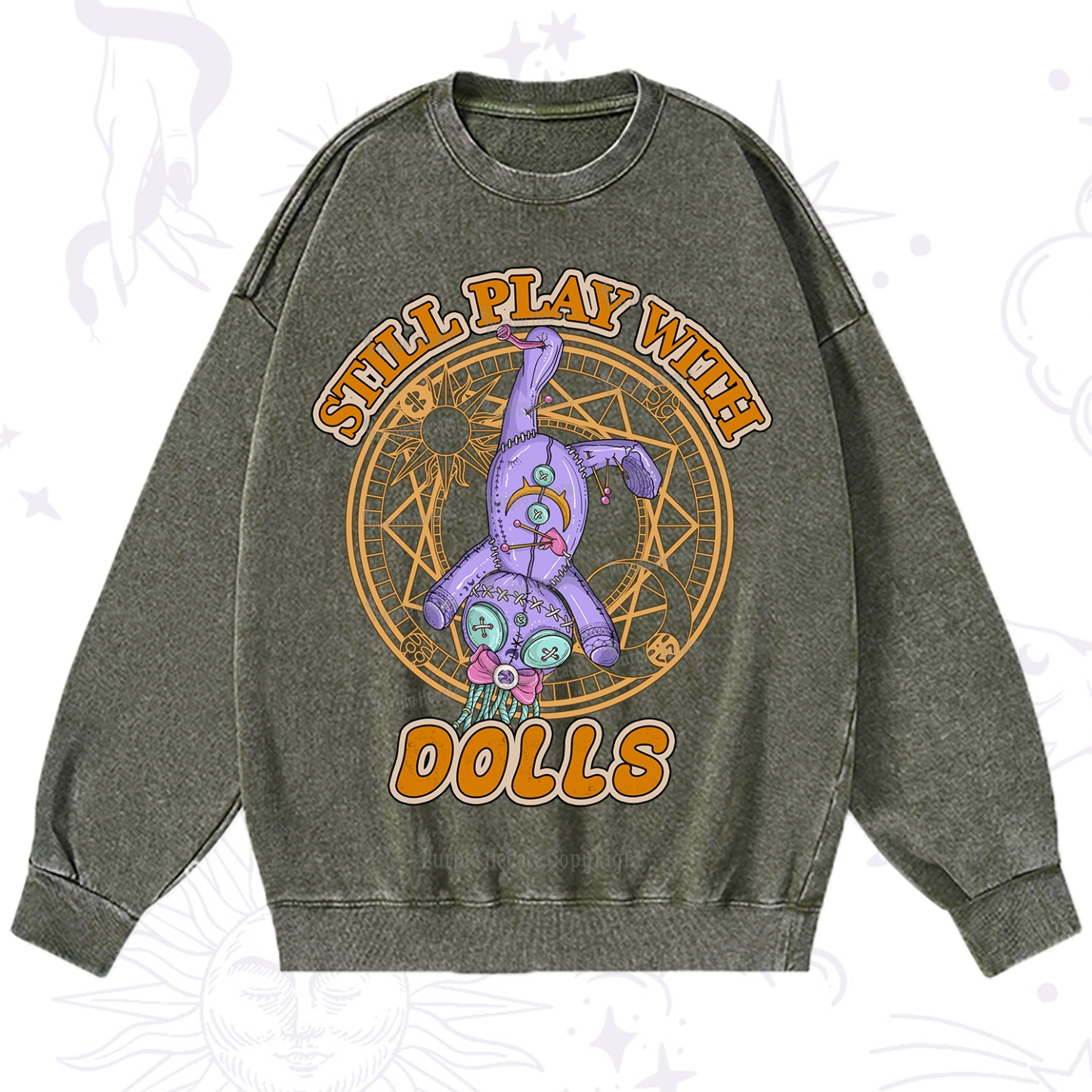 Purplehecate Still Plays With Dolls Washed Sweatshirt
