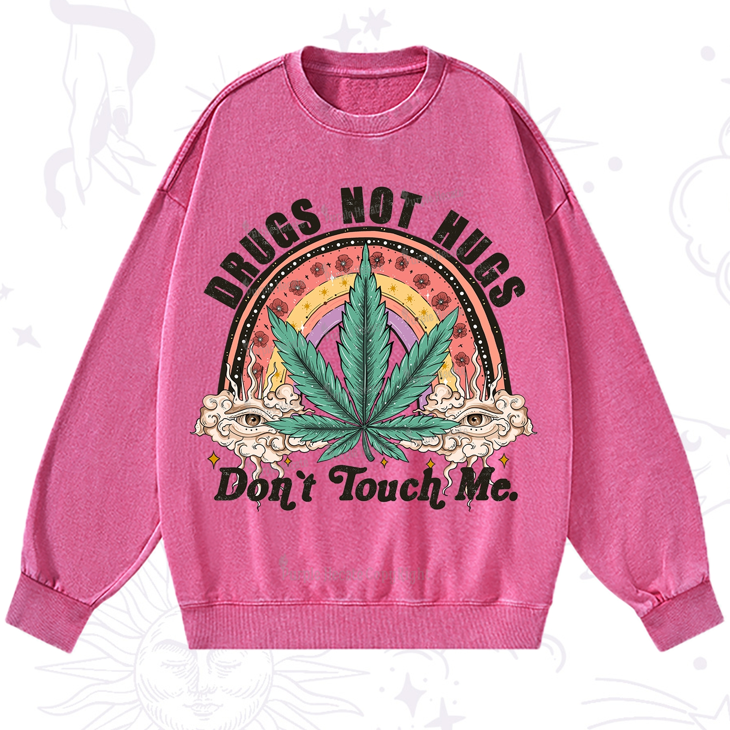 Purplehecate Drugs Not Hugs Washed Sweatshirt