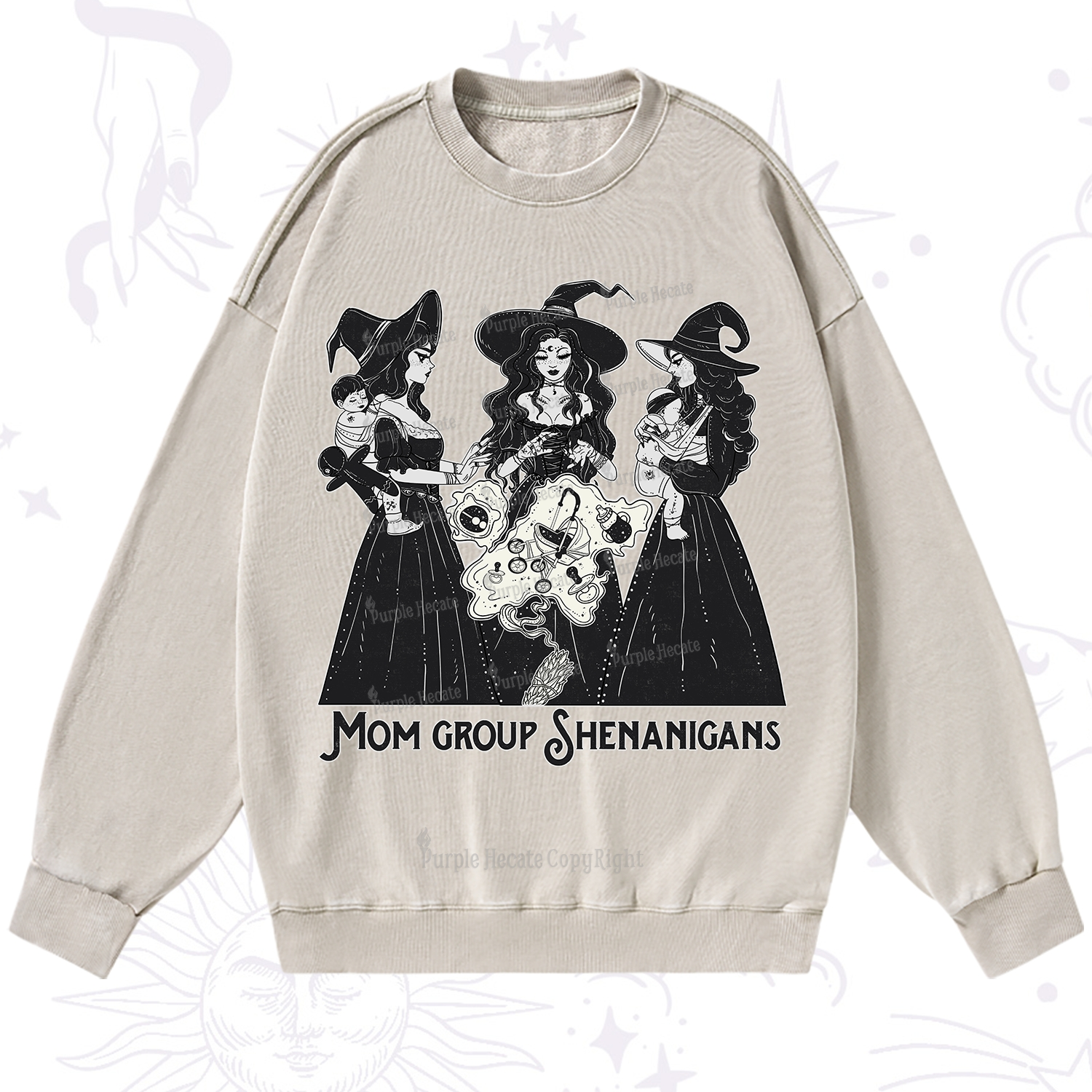 Purplehecate Mom Group Shenanigans Washed Sweatshirt