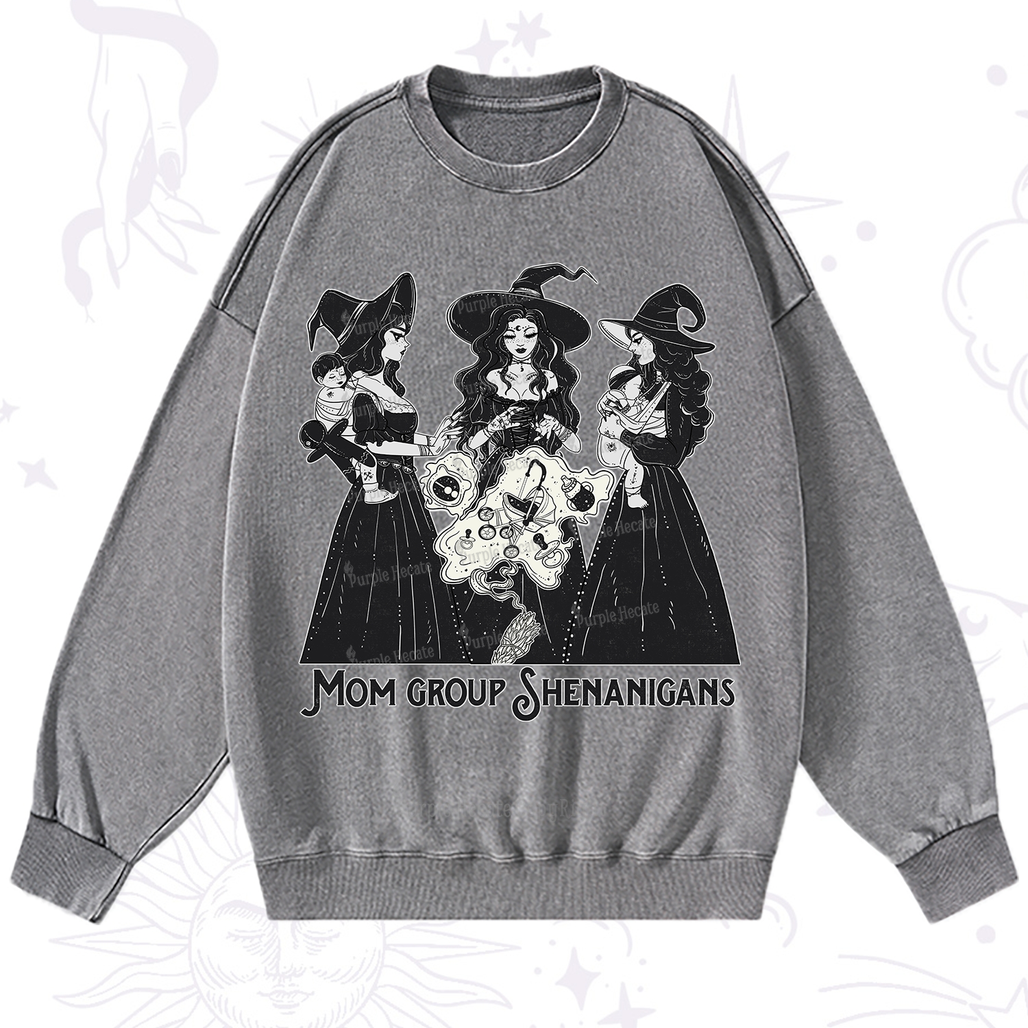 Purplehecate Mom Group Shenanigans Washed Sweatshirt