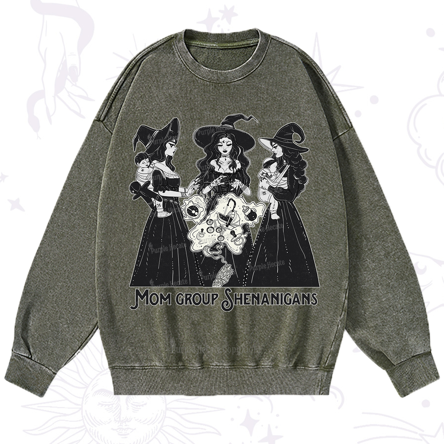 Purplehecate Mom Group Shenanigans Washed Sweatshirt