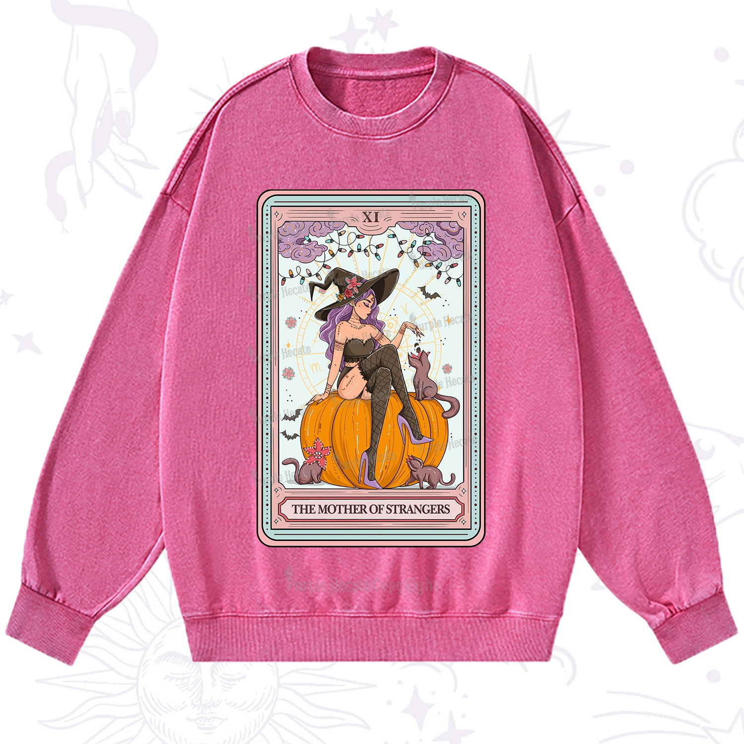 Purplehecate The Mother Of Strangers Tarot Washed Sweatshirt
