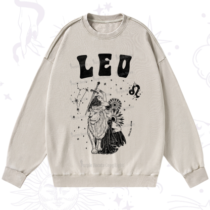 Purplehecate Leo Zodiac Glyphs  Washed Sweatshirt