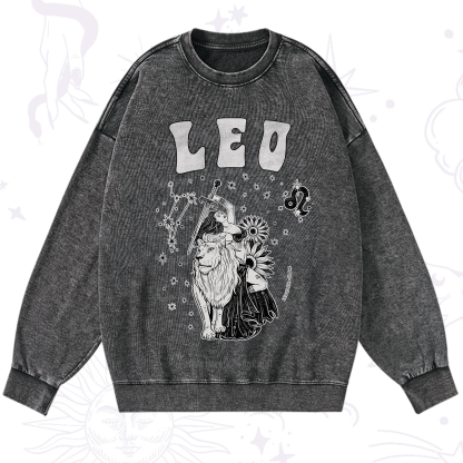 Purplehecate Leo Zodiac Glyphs  Washed Sweatshirt