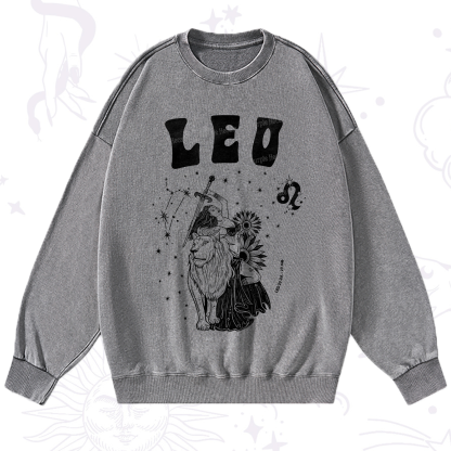 Purplehecate Leo Zodiac Glyphs  Washed Sweatshirt