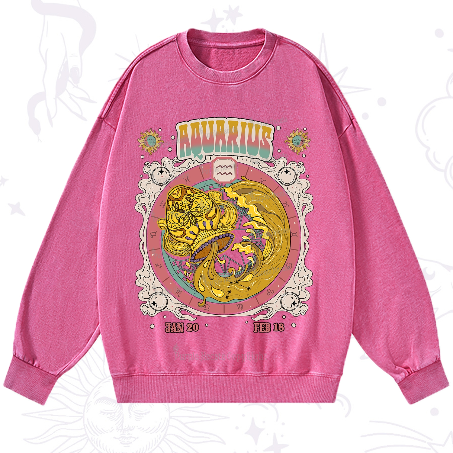 Purplehecate Aquarius Cosmic Zodiac Washed Sweatshirt