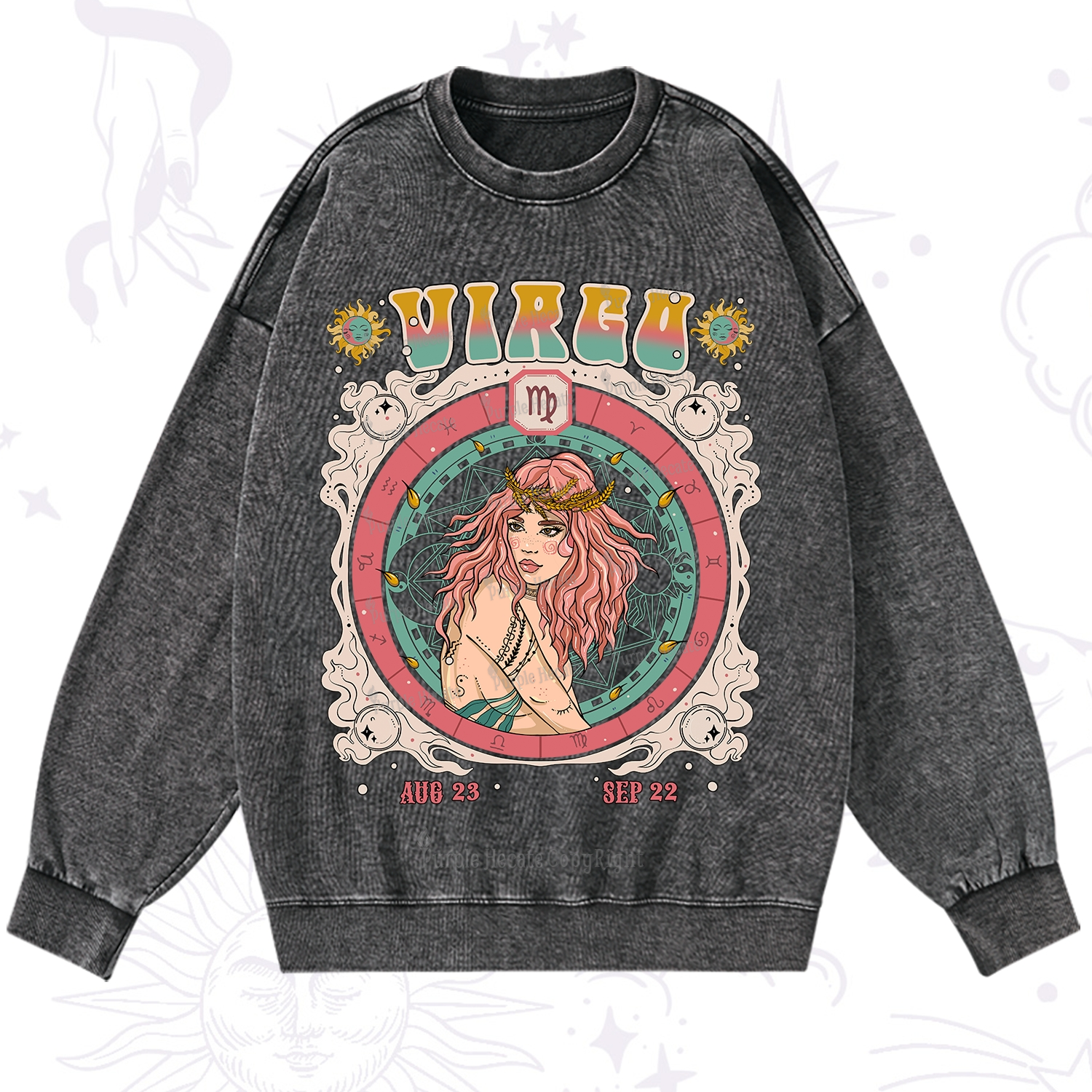 Purplehecate Virgo Cosmic Zodiac Washed Sweatshirt