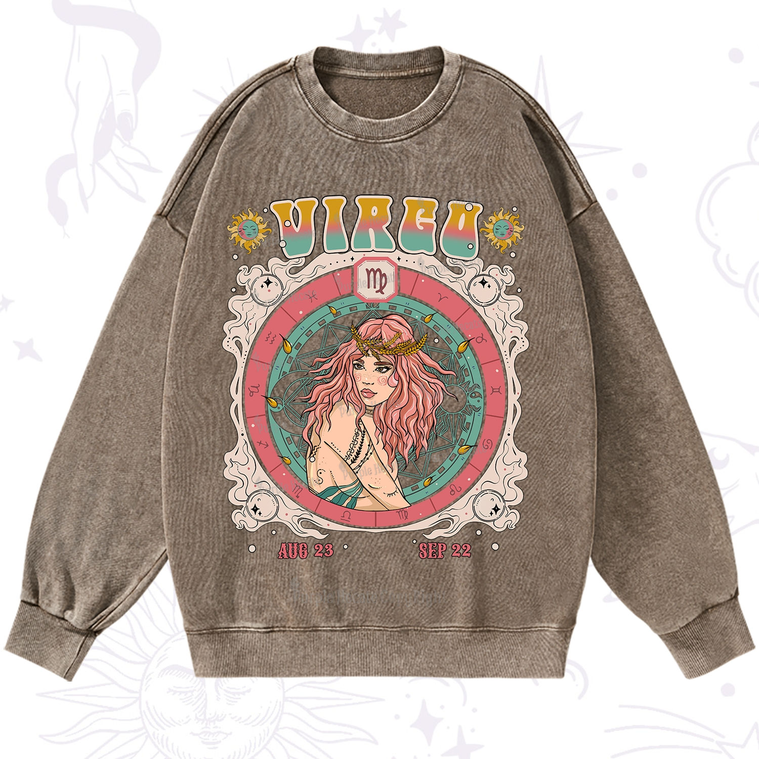 Purplehecate Virgo Cosmic Zodiac Washed Sweatshirt
