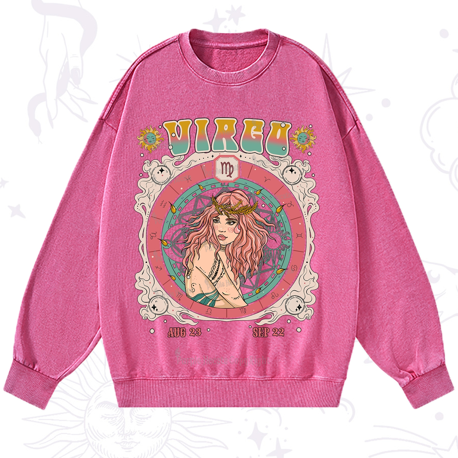 Purplehecate Virgo Cosmic Zodiac Washed Sweatshirt