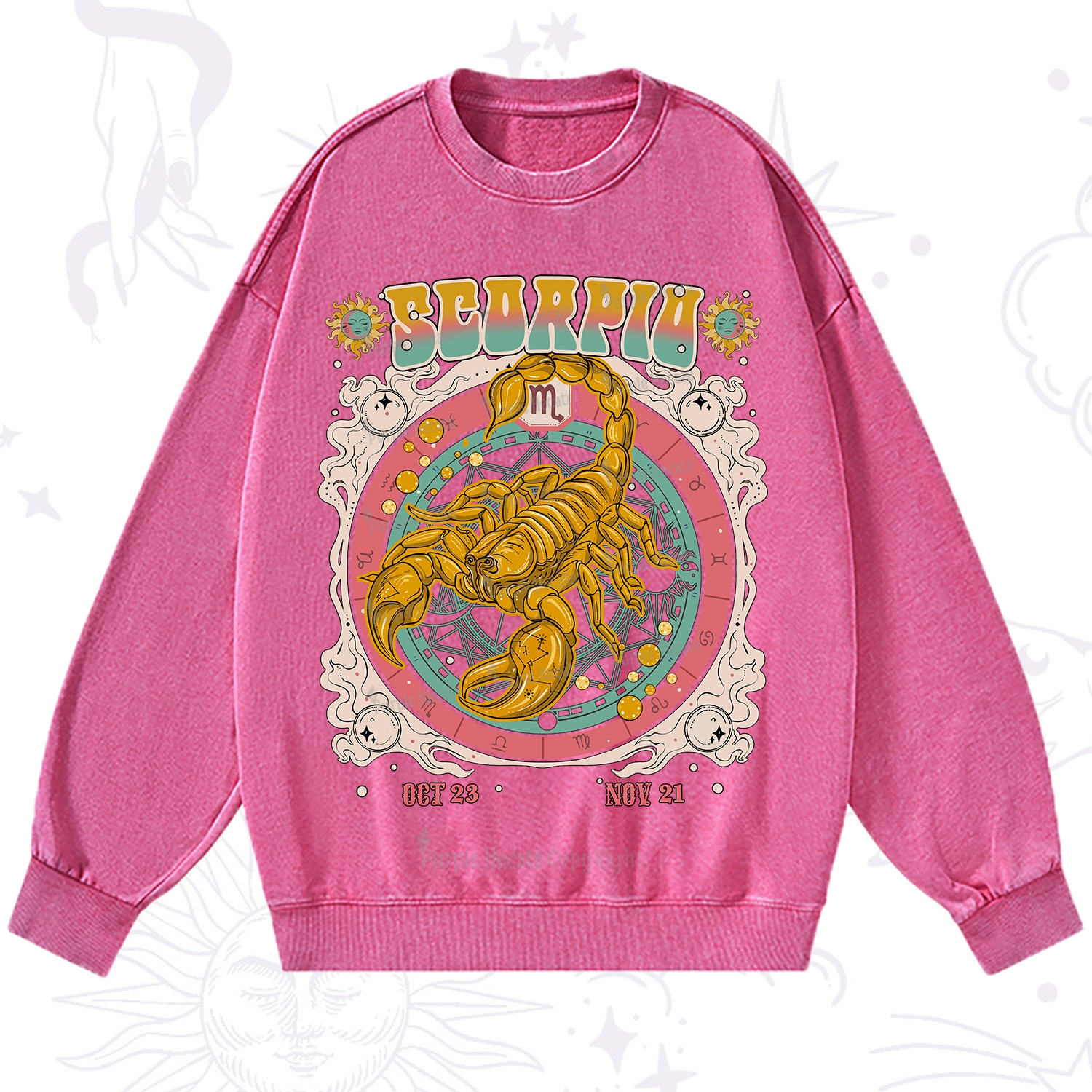 Purplehecate Scorpio Cosmic Zodiac Washed Sweatshirt