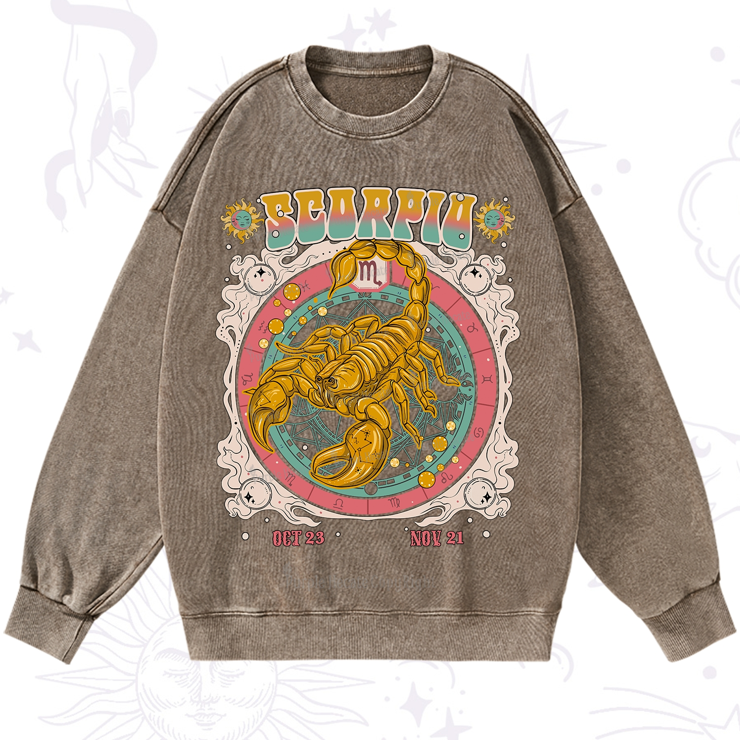 Purplehecate Scorpio Cosmic Zodiac Washed Sweatshirt
