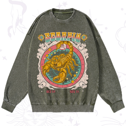 Purplehecate Scorpio Cosmic Zodiac Washed Sweatshirt