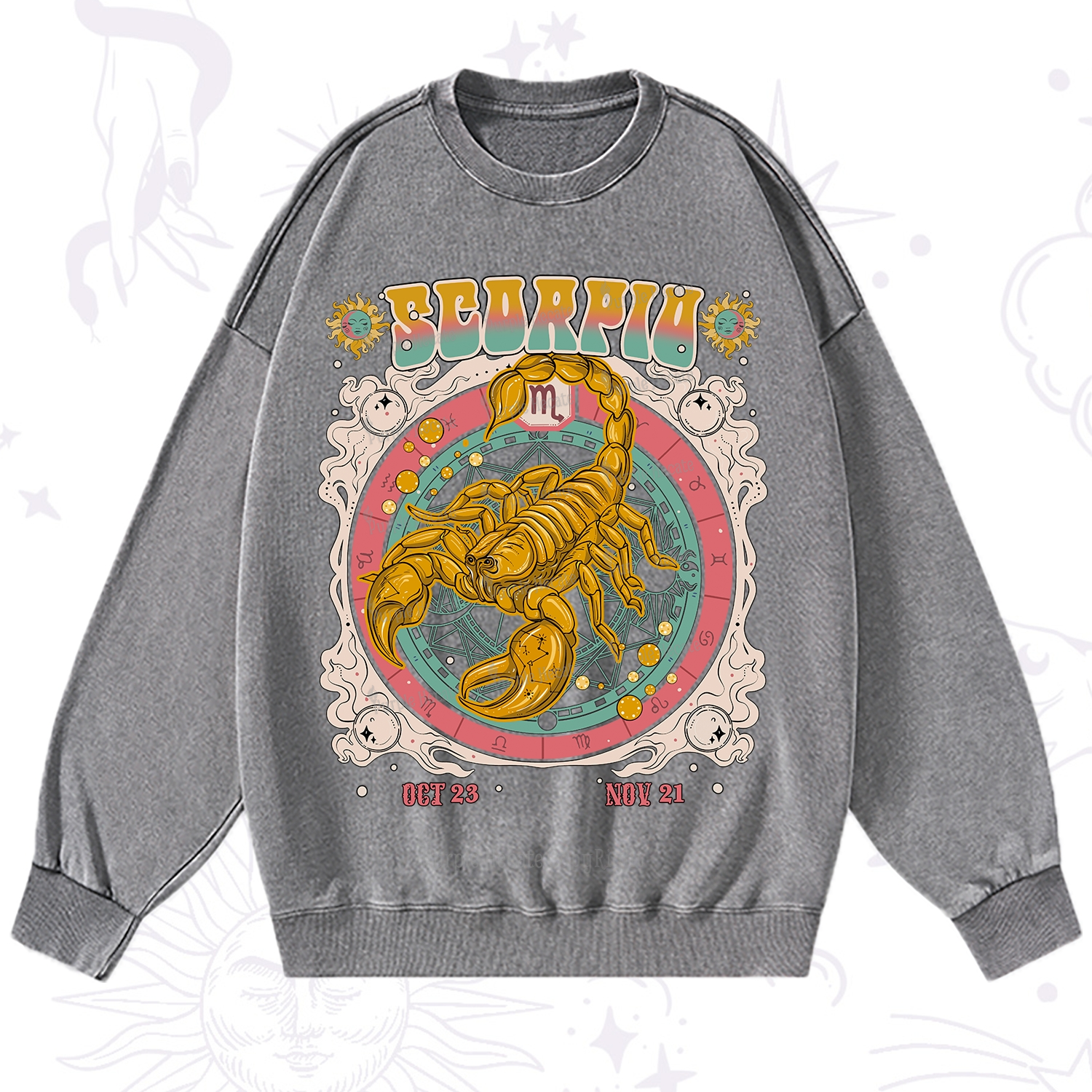 Purplehecate Scorpio Cosmic Zodiac Washed Sweatshirt