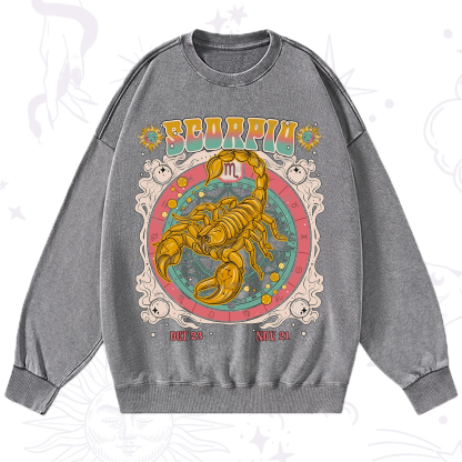 Purplehecate Scorpio Cosmic Zodiac Washed Sweatshirt