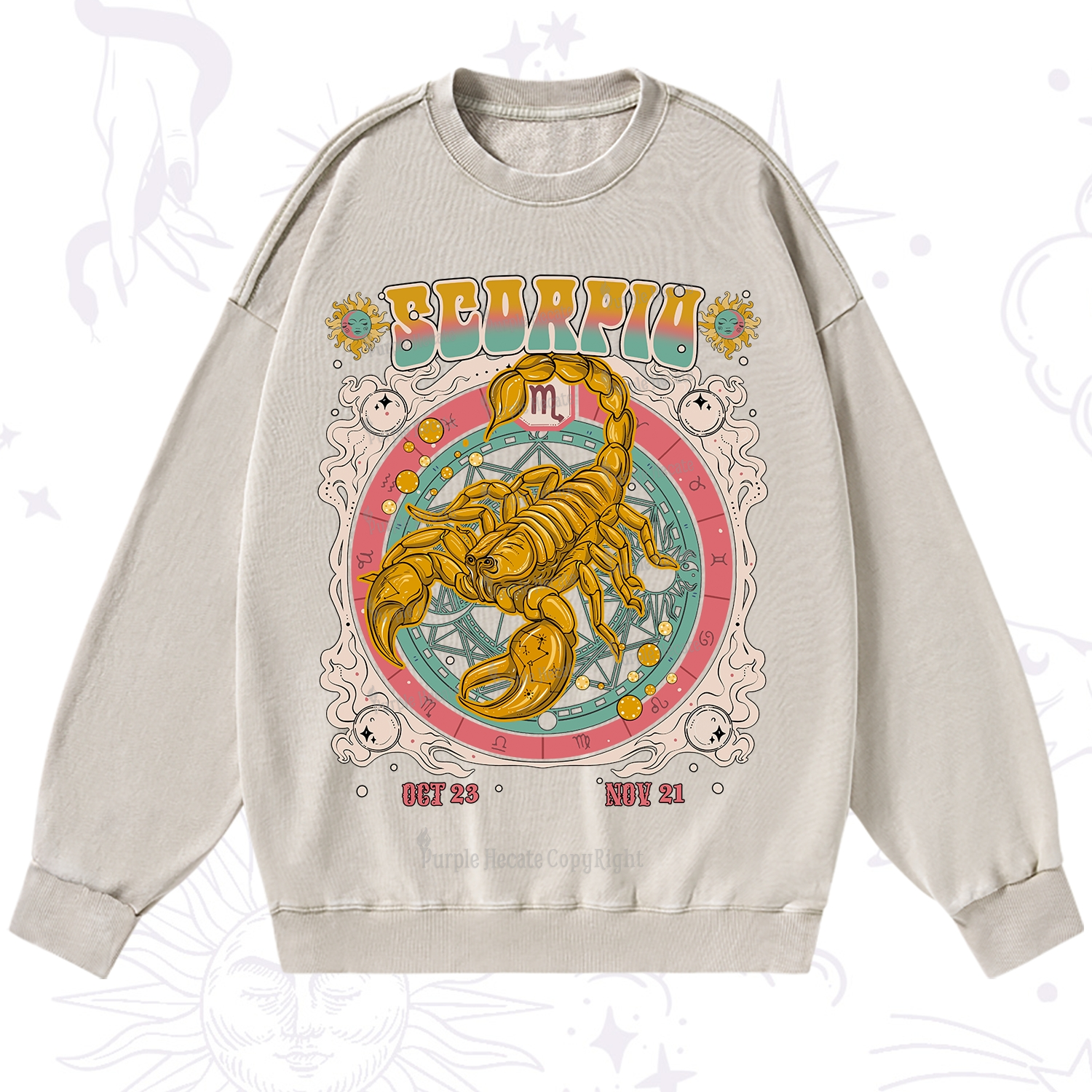 Purplehecate Scorpio Cosmic Zodiac Washed Sweatshirt