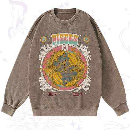 Purplehecate Pisces Cosmic Zodiac Washed Sweatshirt