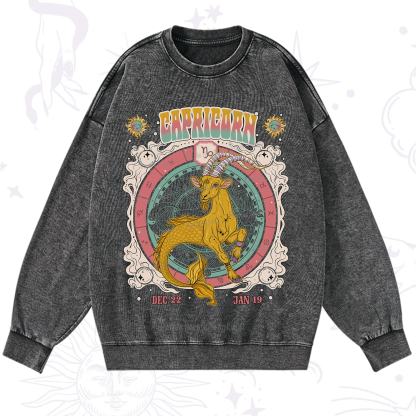 Purplehecate Capricorn Cosmic Zodiac Washed Sweatshirt