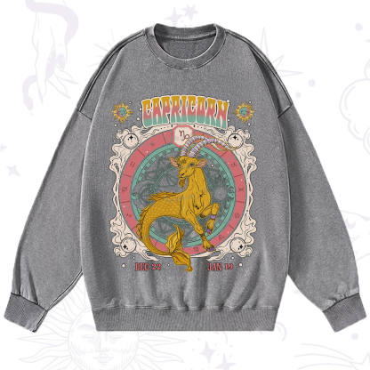 Purplehecate Capricorn Cosmic Zodiac Washed Sweatshirt