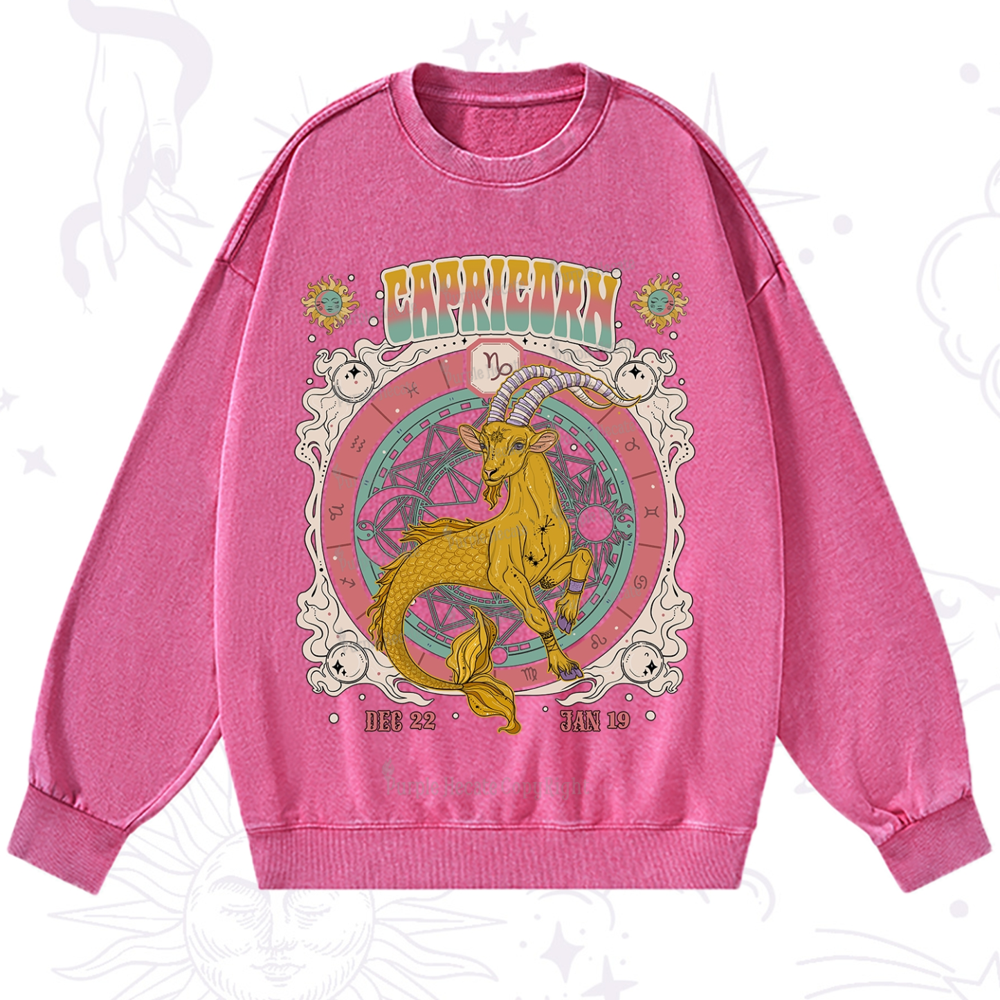Purplehecate Capricorn Cosmic Zodiac Washed Sweatshirt