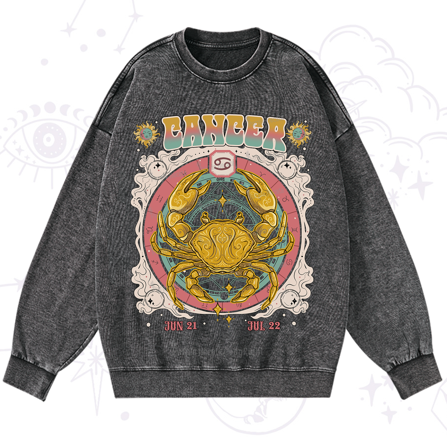 Purplehecate Cancer Cosmic Zodiac Washed Sweatshirt