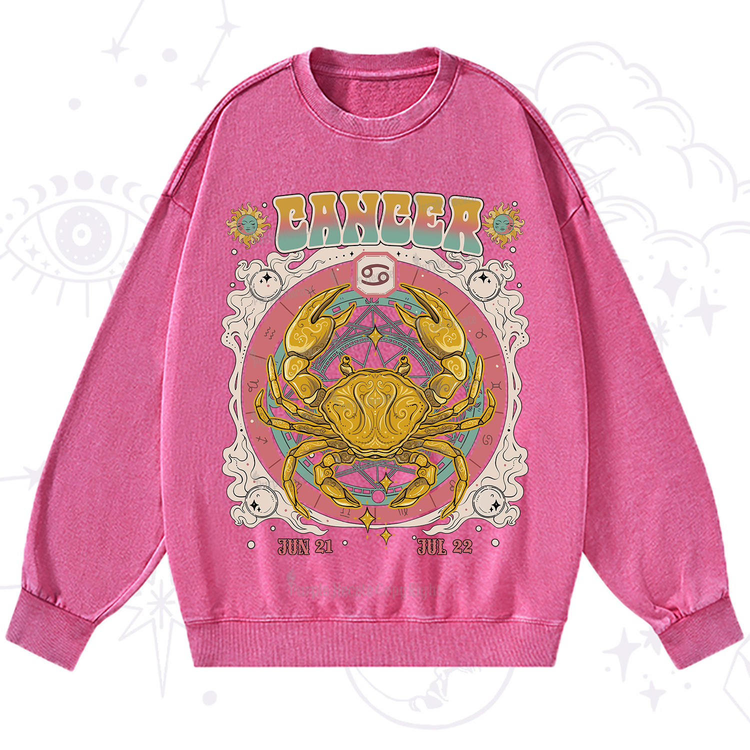 Purplehecate Cancer Cosmic Zodiac Washed Sweatshirt