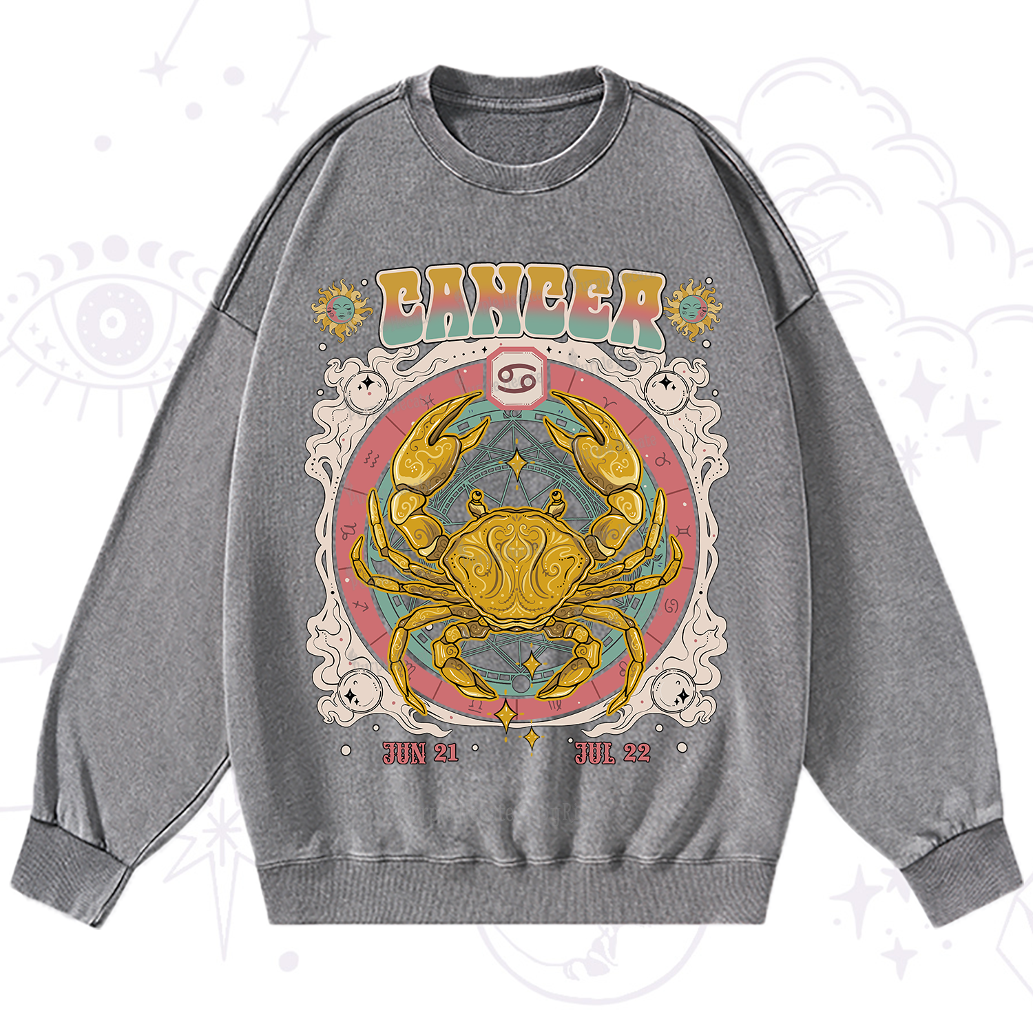 Purplehecate Cancer Cosmic Zodiac Washed Sweatshirt