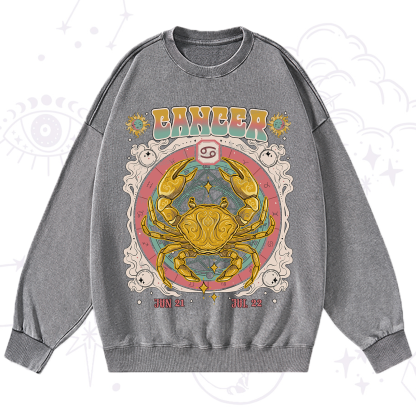 Purplehecate Cancer Cosmic Zodiac Washed Sweatshirt