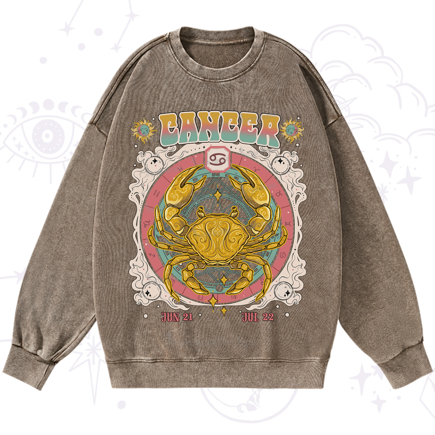 Purplehecate Cancer Cosmic Zodiac Washed Sweatshirt