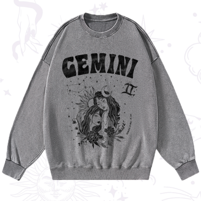 Purplehecate Gemini Zodiac Glyphs  Washed Sweatshirt