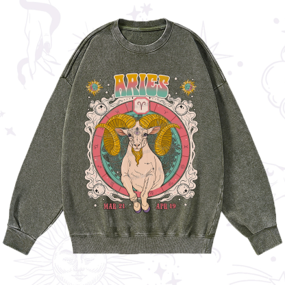 Purplehecate Aries Cosmic Zodiac Washed Sweatshirt
