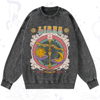 Purplehecate Libra Cosmic Zodiac Washed Sweatshirt