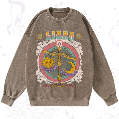 Purplehecate Libra Cosmic Zodiac Washed Sweatshirt