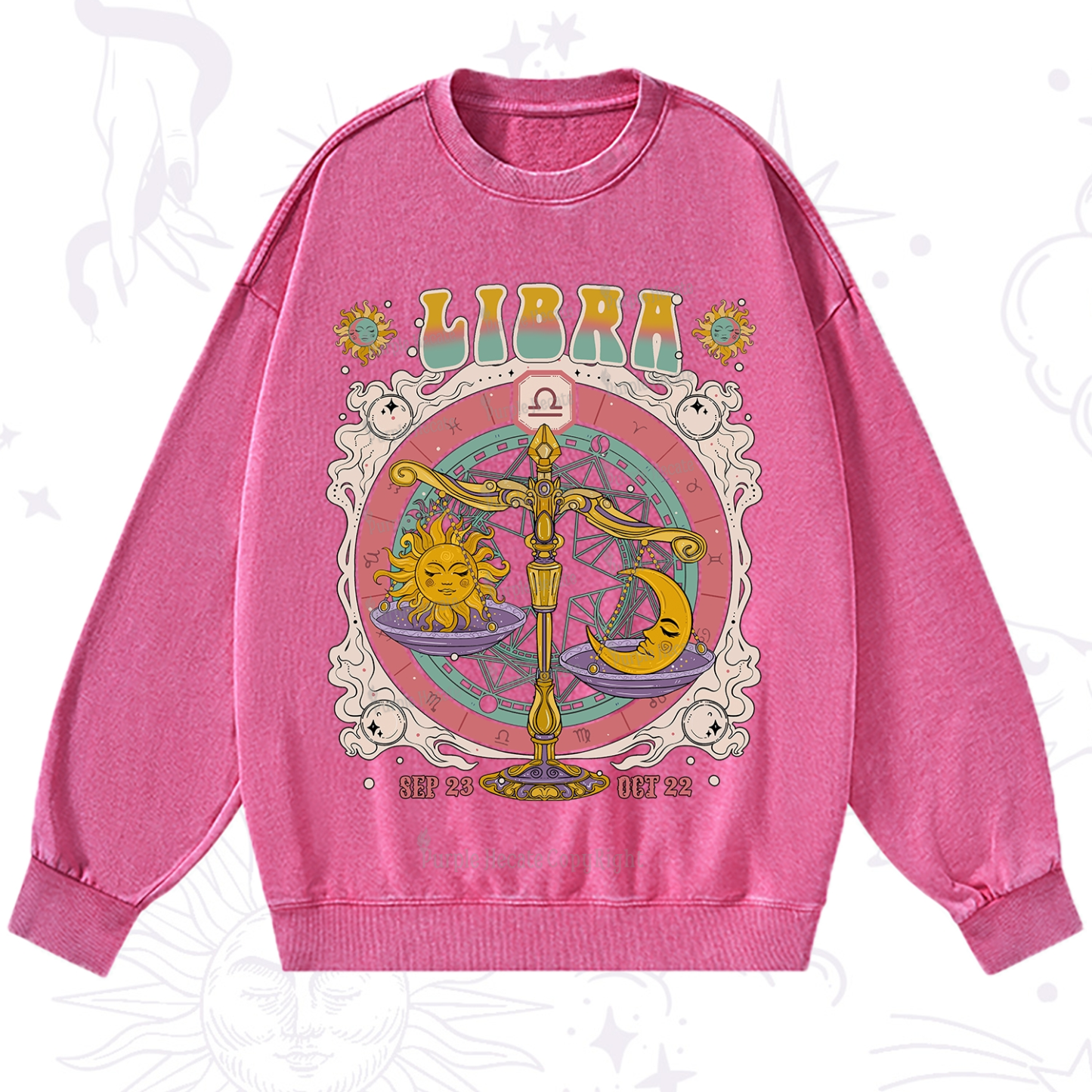 Purplehecate Libra Cosmic Zodiac Washed Sweatshirt