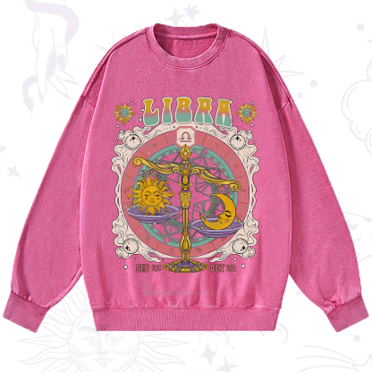 Purplehecate Libra Cosmic Zodiac Washed Sweatshirt
