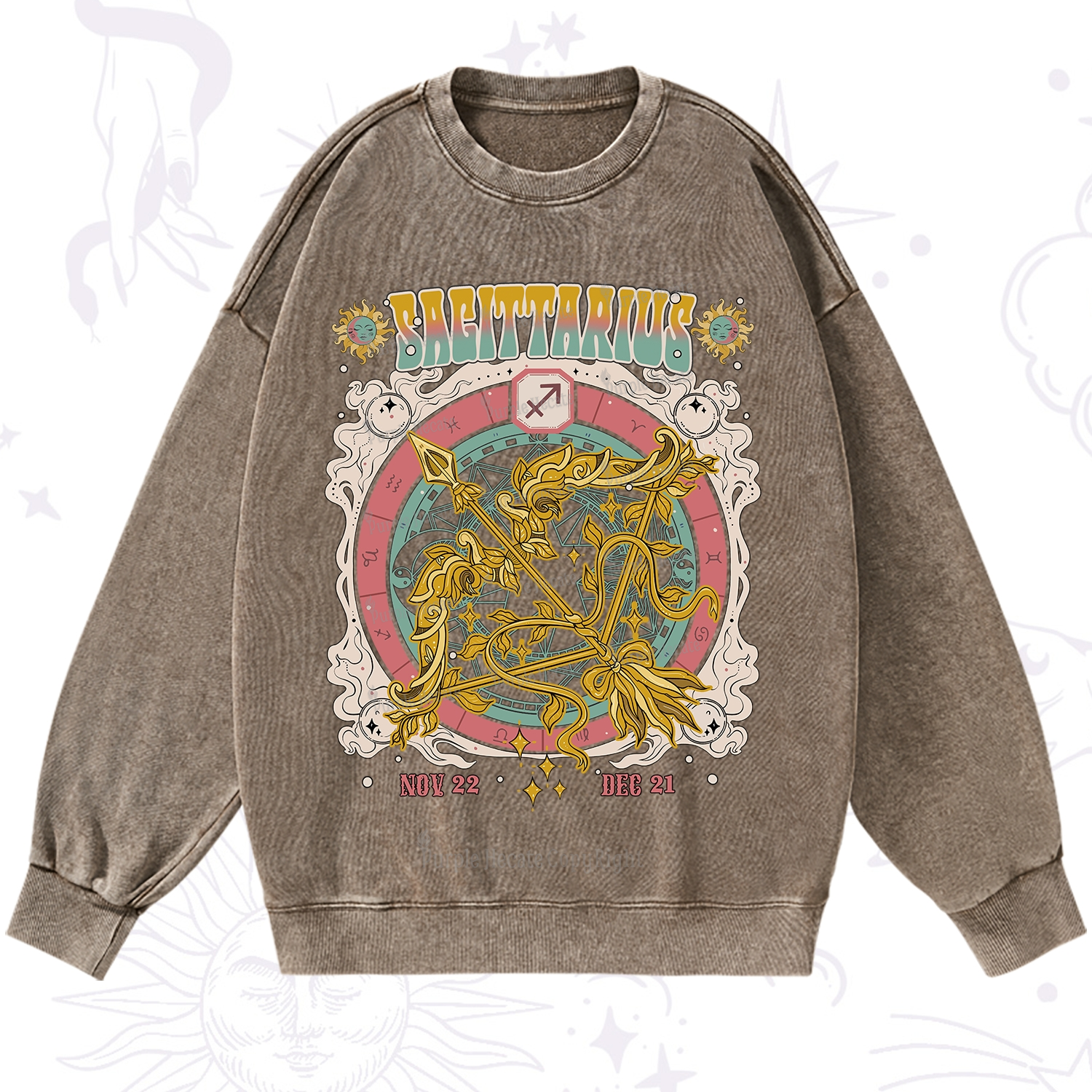 Purplehecate Sagittarius Cosmic Zodiac Washed Sweatshirt
