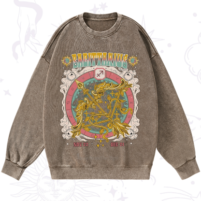 Purplehecate Sagittarius Cosmic Zodiac Washed Sweatshirt