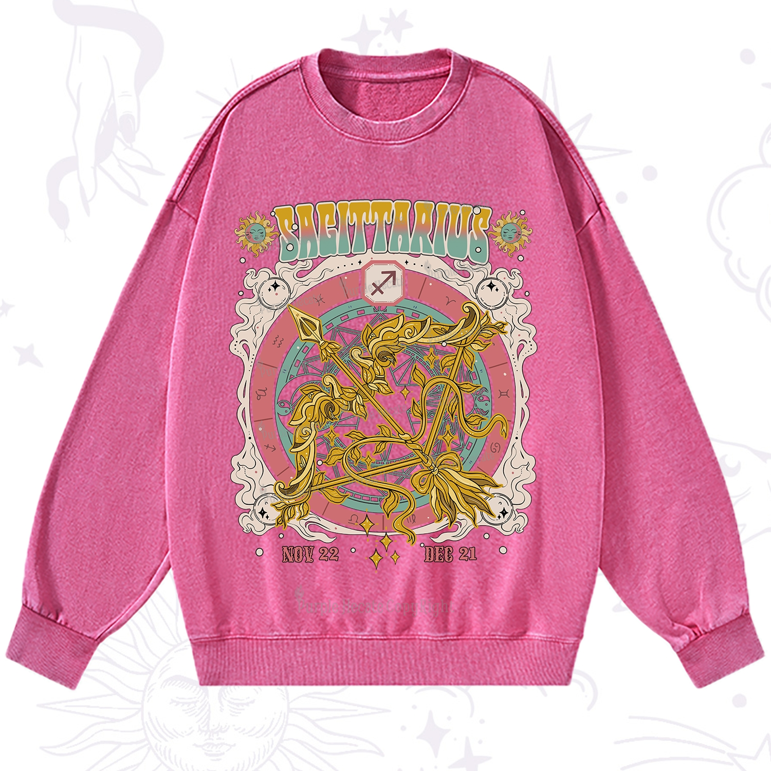 Purplehecate Sagittarius Cosmic Zodiac Washed Sweatshirt