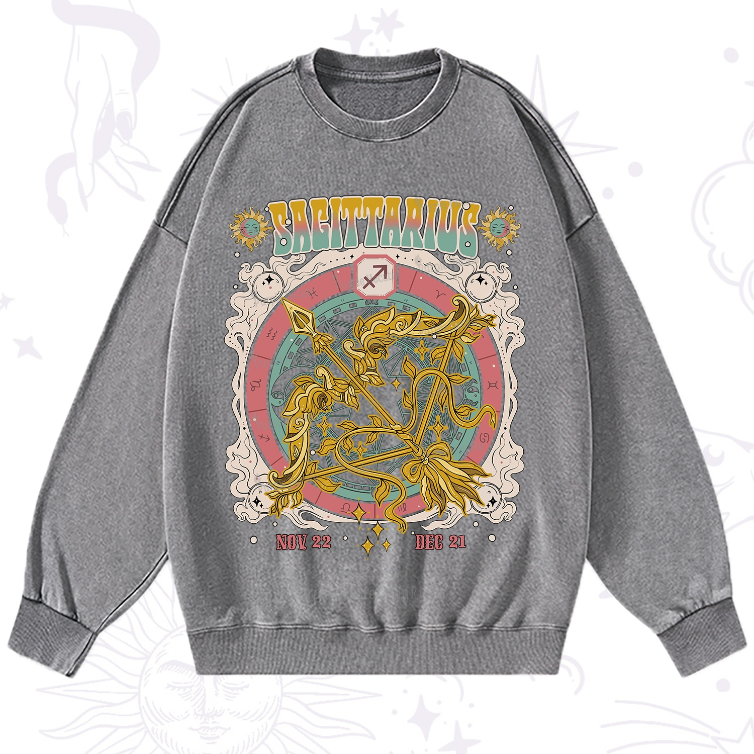 Purplehecate Sagittarius Cosmic Zodiac Washed Sweatshirt