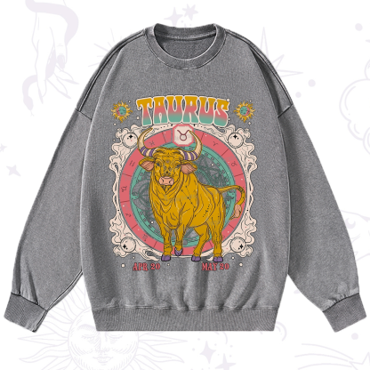 Purplehecate Taurus Cosmic Zodiac  Washed Sweatshirt