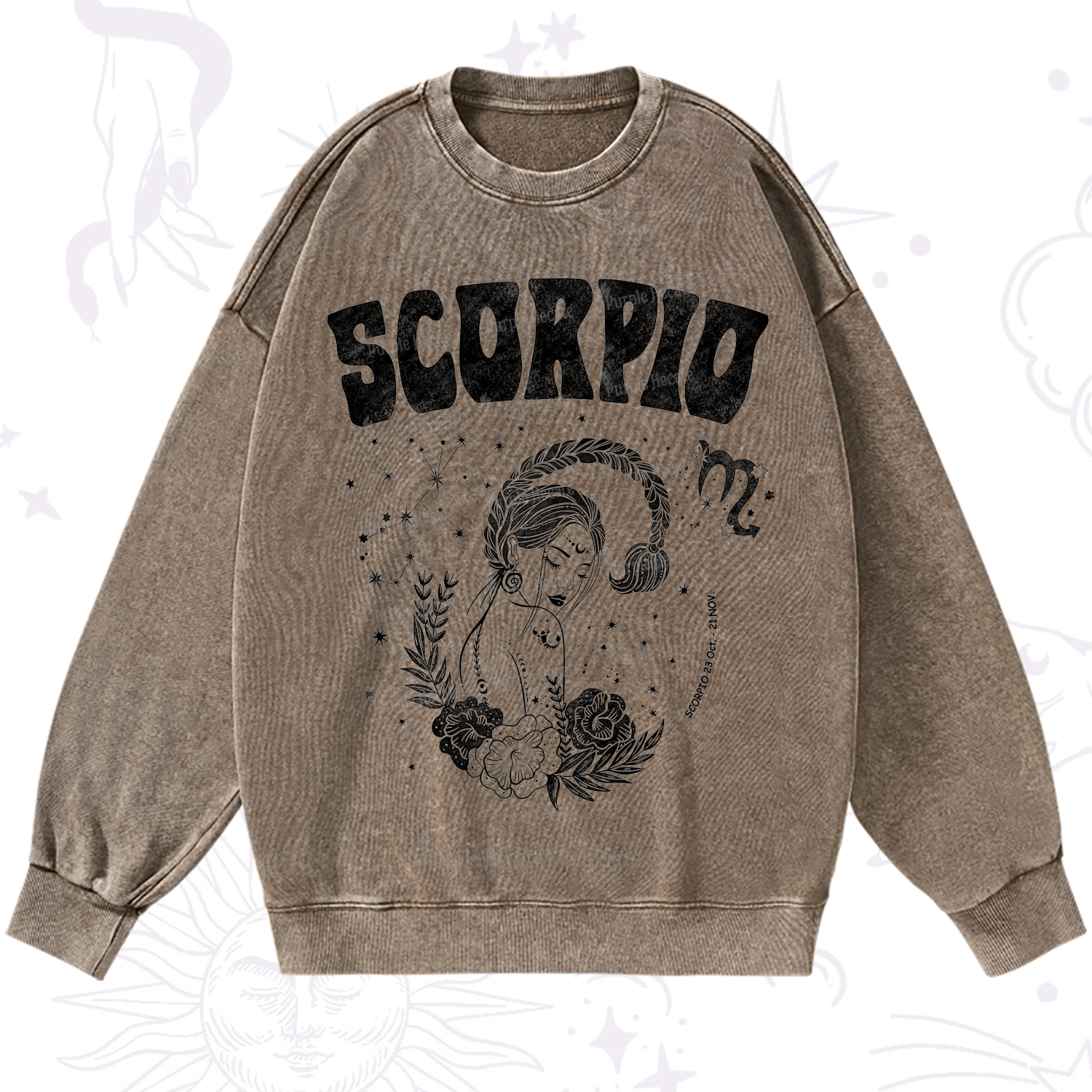 Purplehecate Scorpio Zodiac Glyphs  Washed Sweatshirt