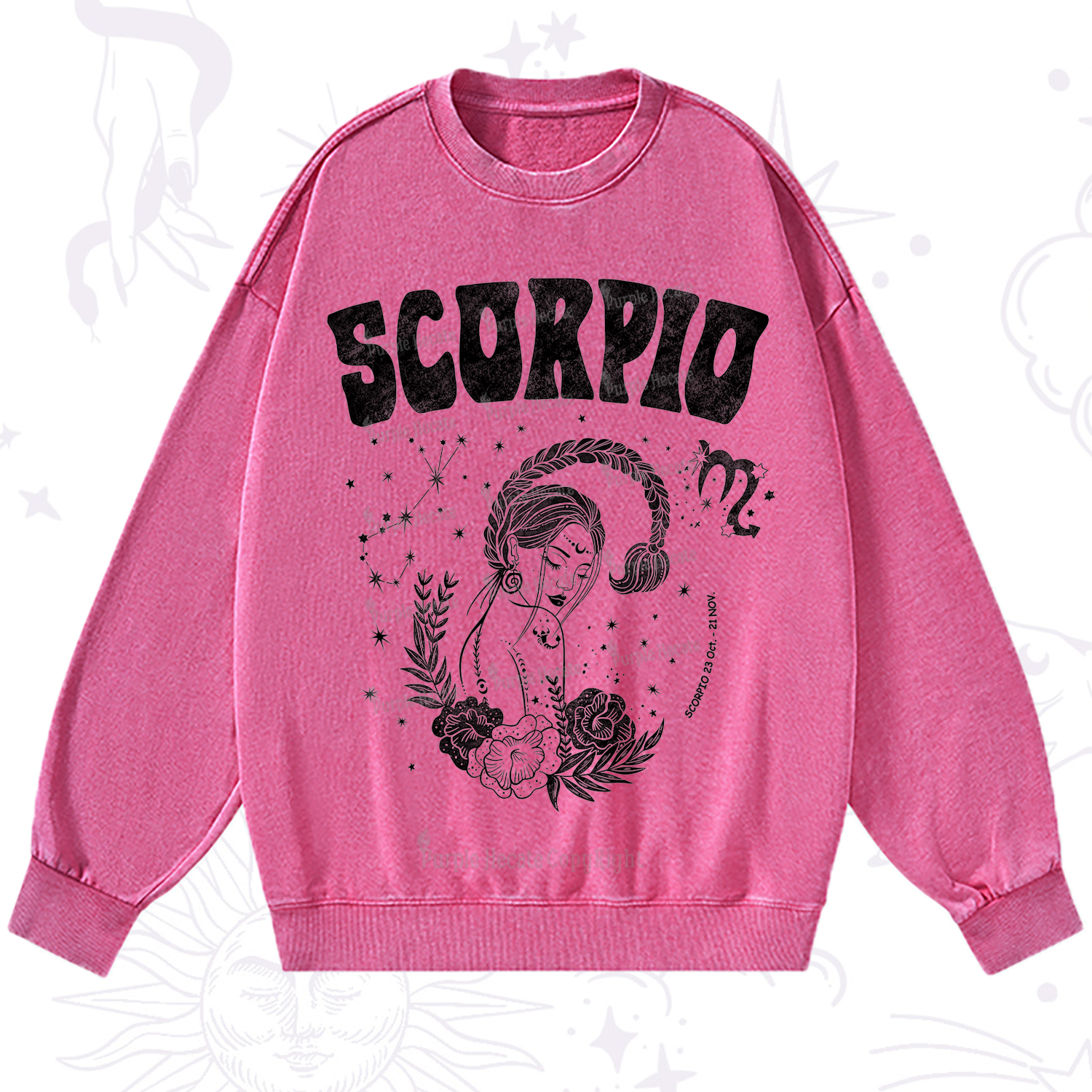Purplehecate Scorpio Zodiac Glyphs  Washed Sweatshirt