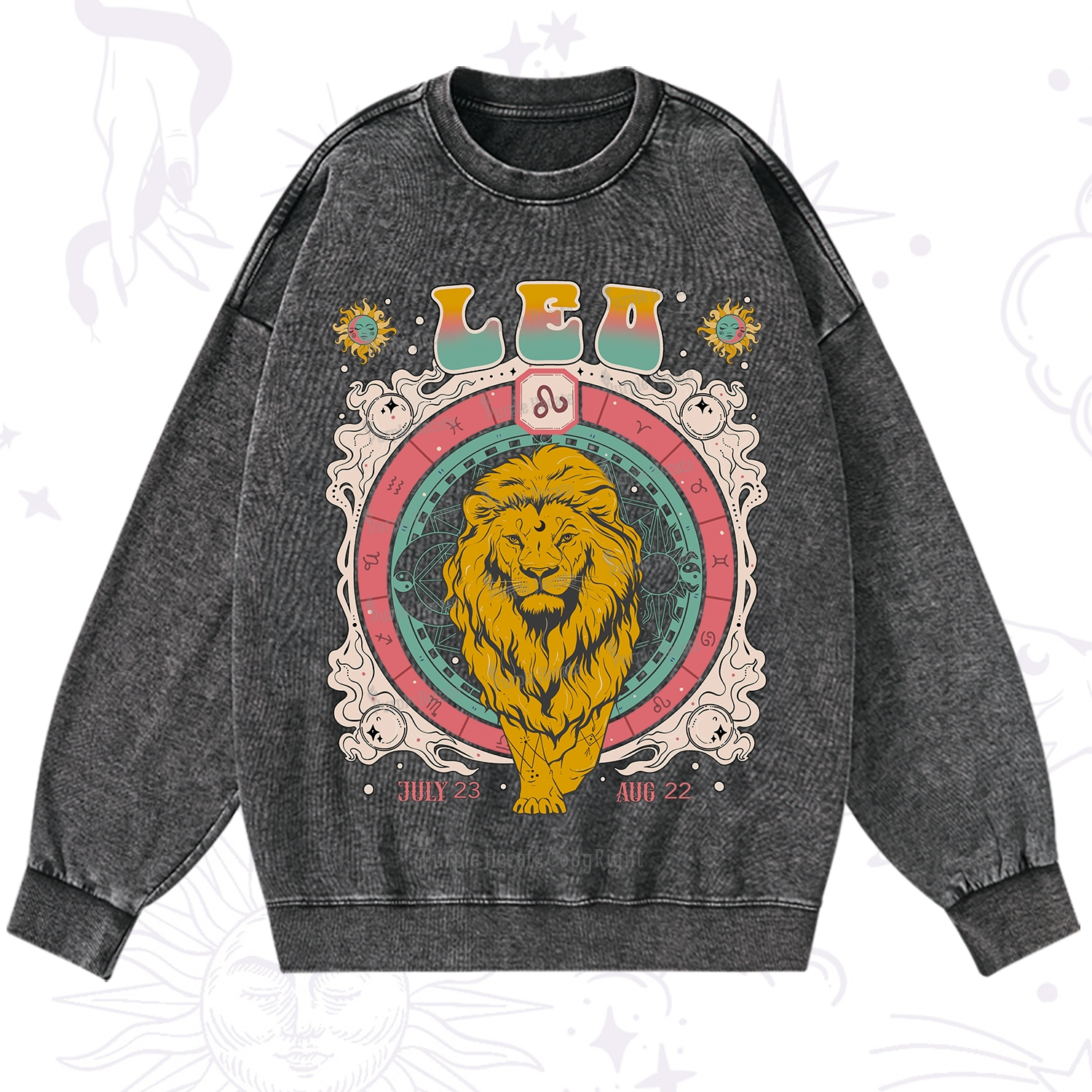 Purplehecate Leo Cosmic Zodiac Washed Sweatshirt