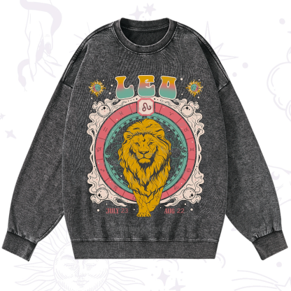 Purplehecate Leo Cosmic Zodiac Washed Sweatshirt