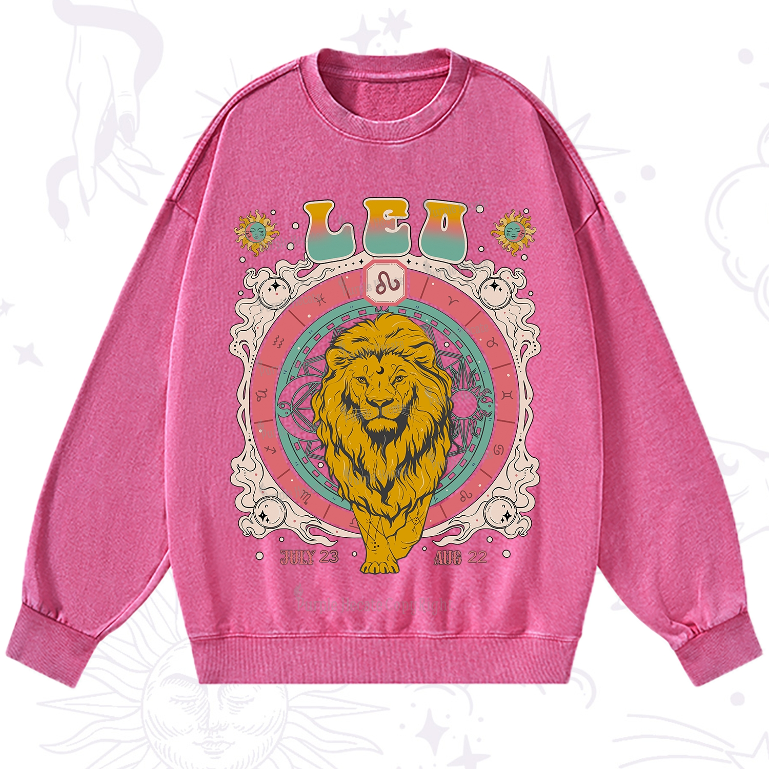 Purplehecate Leo Cosmic Zodiac Washed Sweatshirt