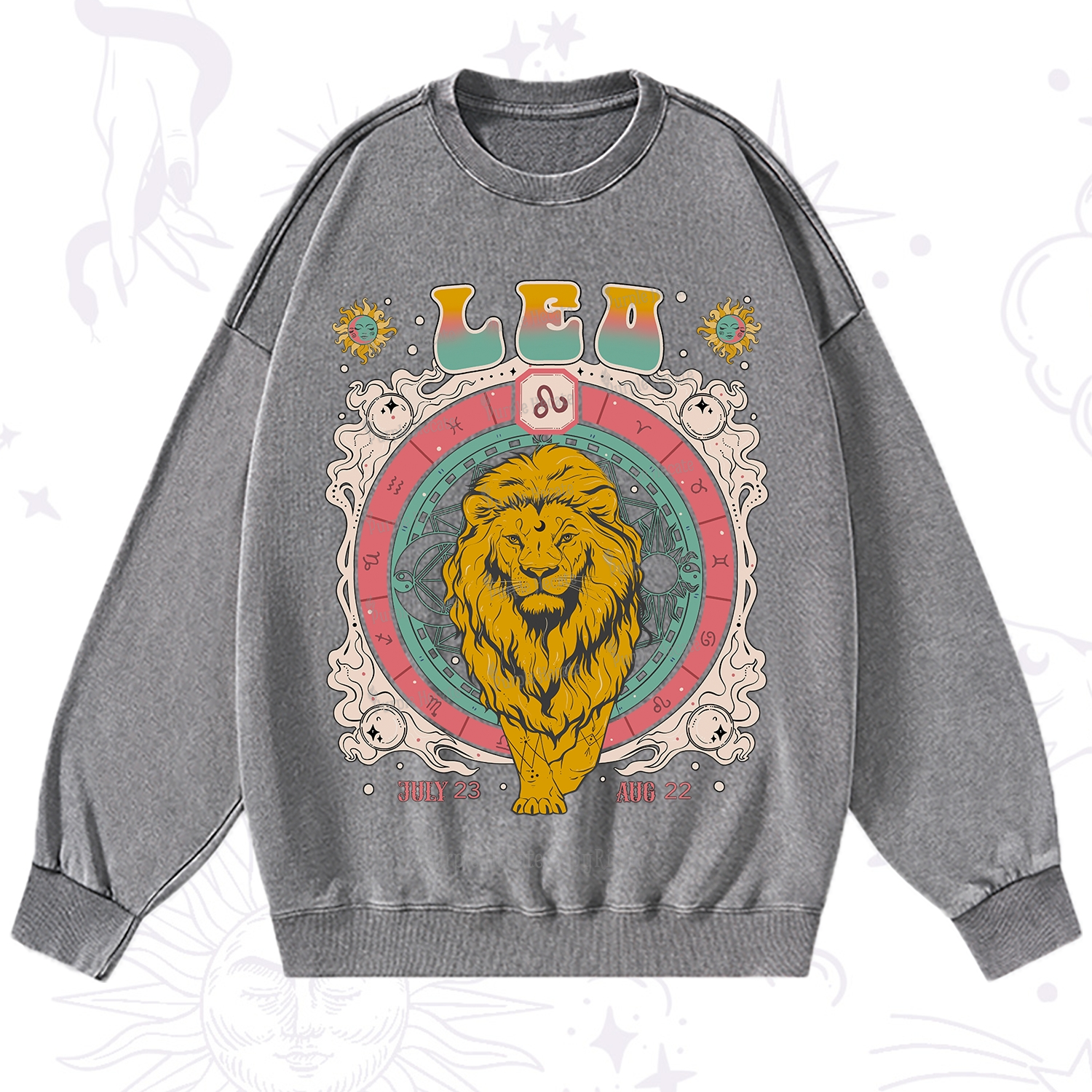 Purplehecate Leo Cosmic Zodiac Washed Sweatshirt