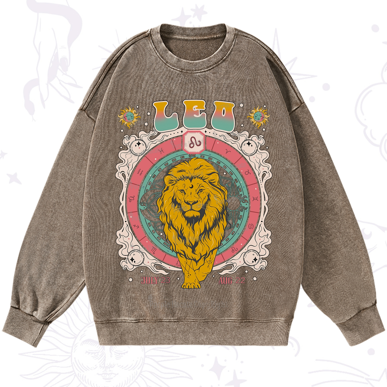 Purplehecate Leo Cosmic Zodiac Washed Sweatshirt