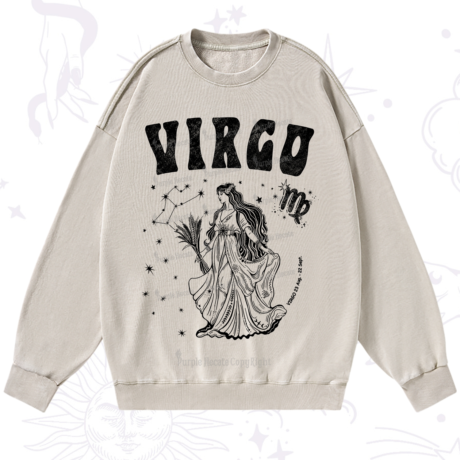 Purplehecate Virgo Starshine Zodiac Washed Sweatshirt