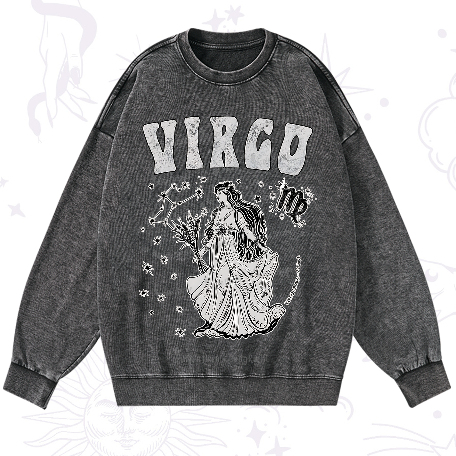 Purplehecate Virgo Starshine Zodiac Washed Sweatshirt