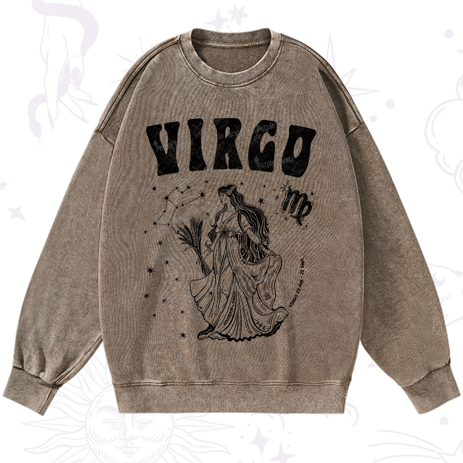 Purplehecate Virgo Starshine Zodiac Washed Sweatshirt