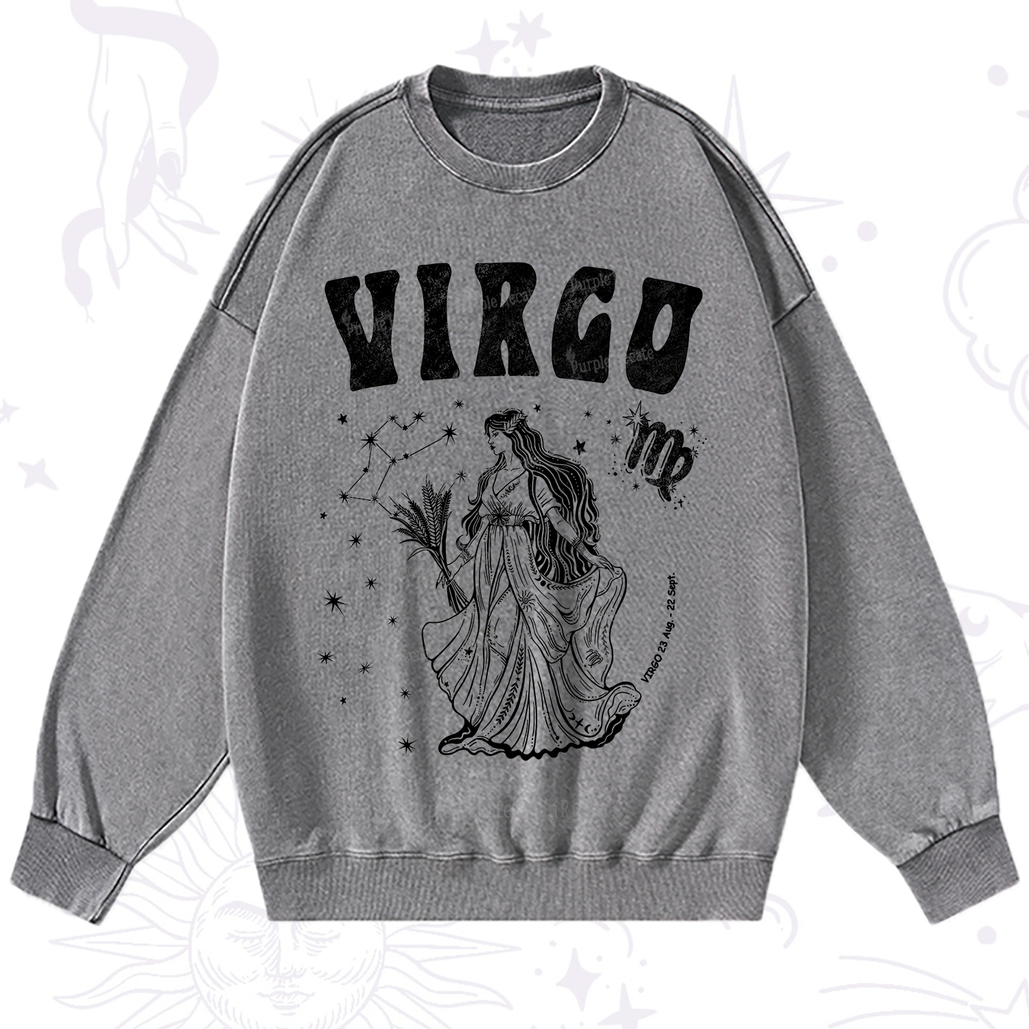 Purplehecate Virgo Starshine Zodiac Washed Sweatshirt